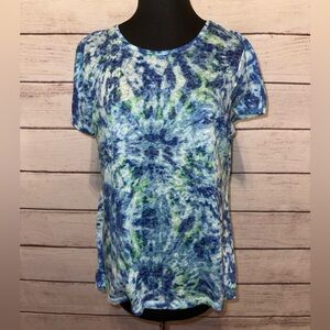 Ruby Rd. Vibrant Blue & Green Tie-Dyed Shirt ,Size Large ,Womens Summer Tops, 💙😎